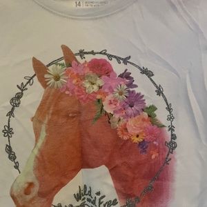 BNWT Justice white long sleeve too with horse design